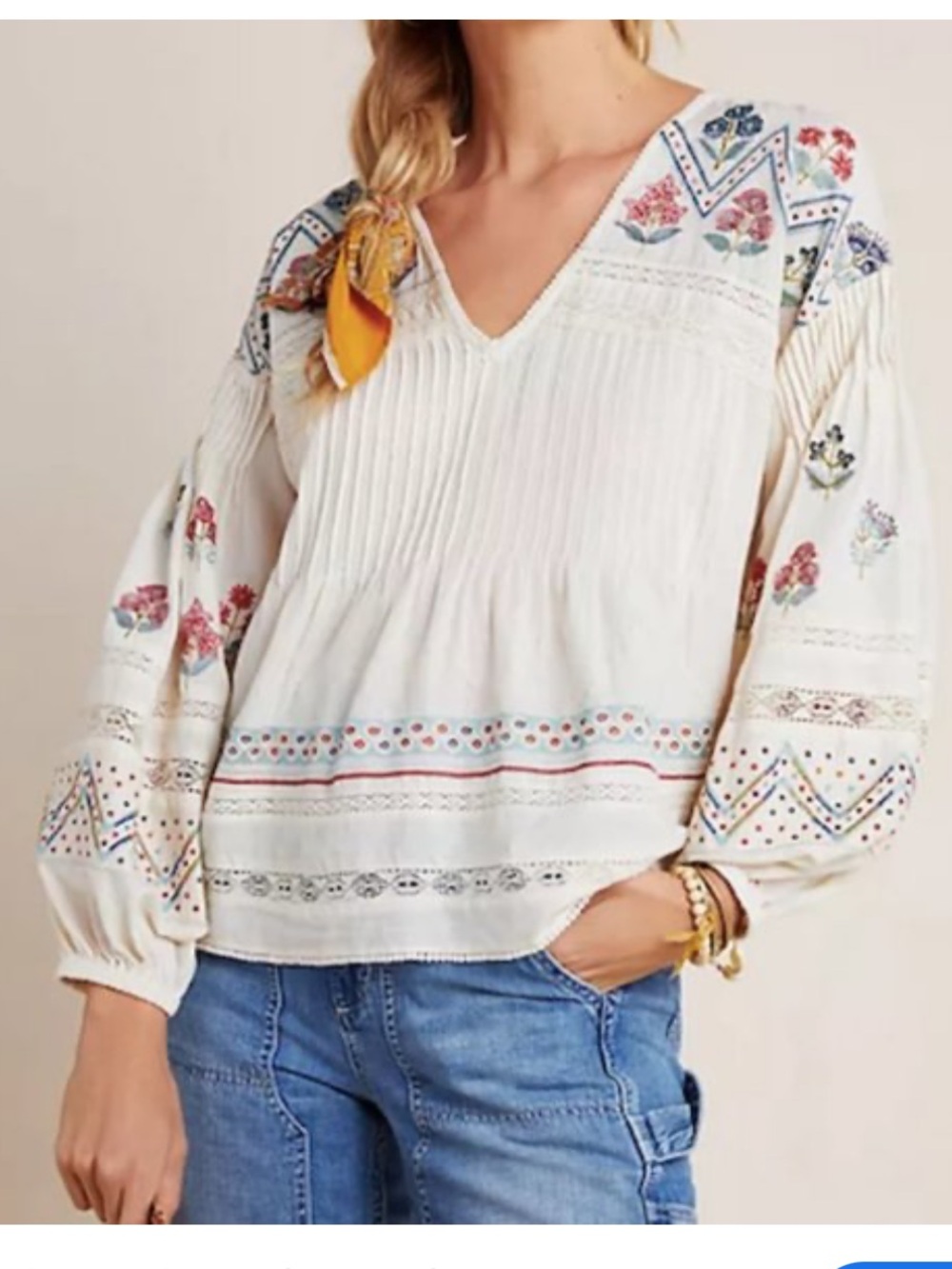 Anthropologie Kayla Embroidered Peasant Blouse